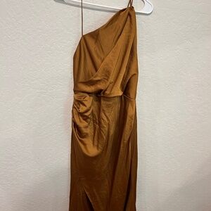 Anthropologie significant other copper satin Gracie evening dress